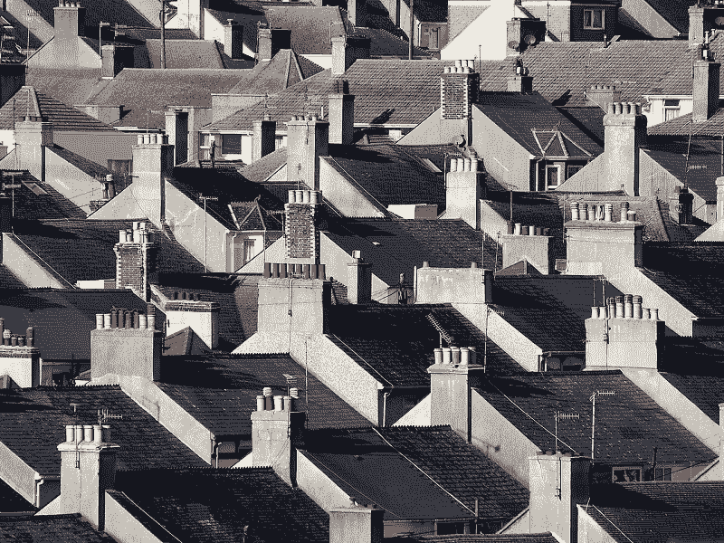 Roof top view of british housing residential colony